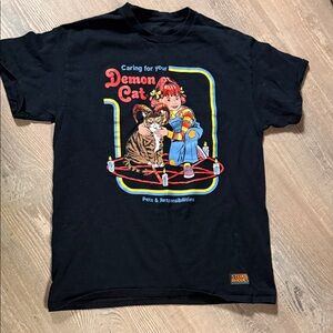 Steven Rhodes Black T-Shirt Caring for Demon Cat